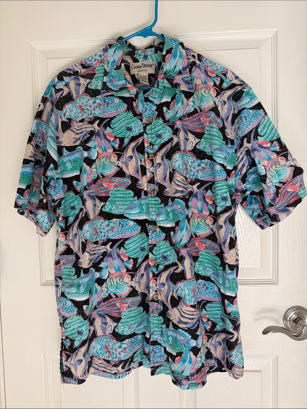 Cooke Street Black Multicolor Tropical Fish Button-Up Hawaiian Shirt